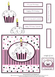 Swirly Cupcake Quick Card- Pink & Black