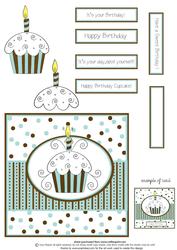 Swirly Cupcake Quick Card- Blue & Brown
