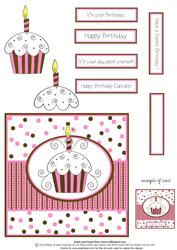 Swirly Cupcake Quick Card - Pink&brown