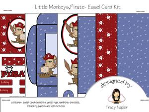 Little Monkey, Pirate Easel Card