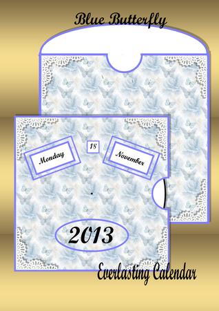 Blue Butterfly Everlasting Calendar