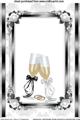 Wedding Day Champagne Glasses on Black Satin