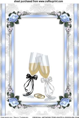 Wedding Day Champagne Glasses on Blue