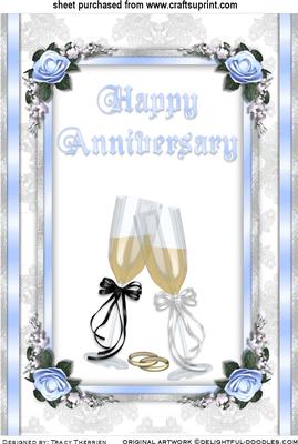 Anniversary Champagne Glasses on Blue
