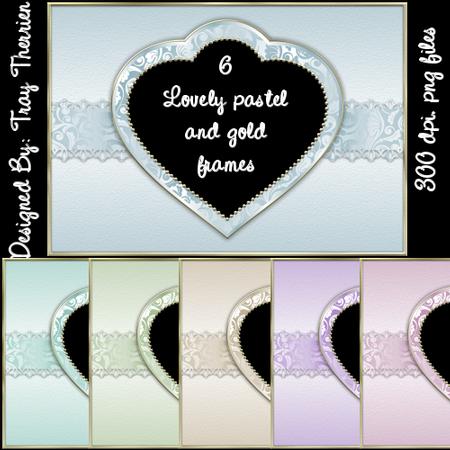 Pastel and Gold Heart Frames