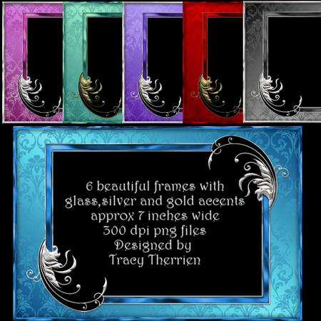 Glass, Gold and Silver Flourish Frames