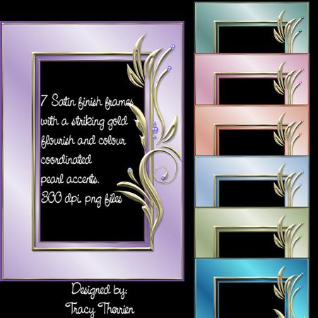 Satin, Gold Flourish and Pearl Frames