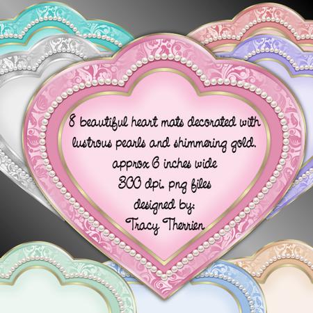 Damask and Pearl Heart Mats