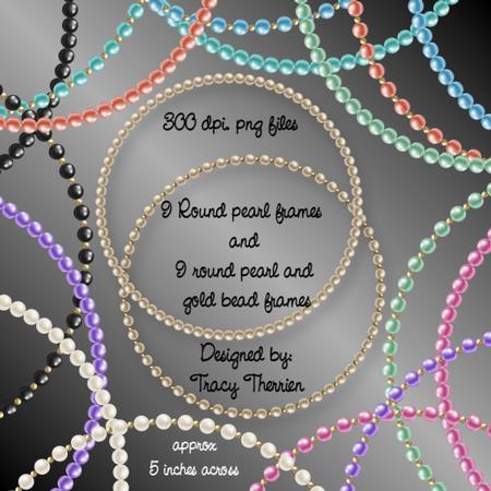Round Pearl and Gold Bead Frames