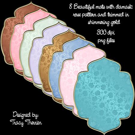 Damask Rose Pattern Mats
