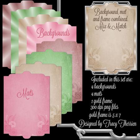 Backgrounds, Mats and Silver Frame in Layers