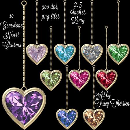 Gemstone Heart Charms