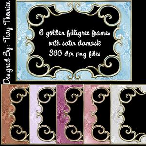 Golden Filigree Frames with Damask