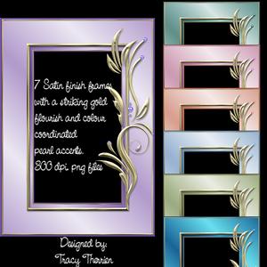 Satin, Gold Flourish and Pearl Frames