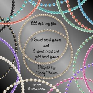 Round Pearl and Gold Bead Frames