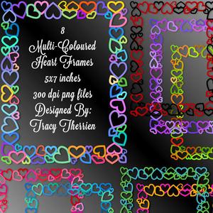 Multi Coloured Heart Mosaic Frames