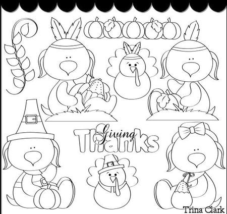 Thankful Doggies 1 B/w Clip Art