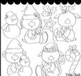 Santa's Friends 1 B/w Clip Art