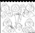 Yuletide Doggies 1 B/w Clip Art