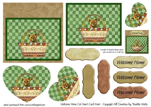 Welcome Home Country Cat Heart Card Front