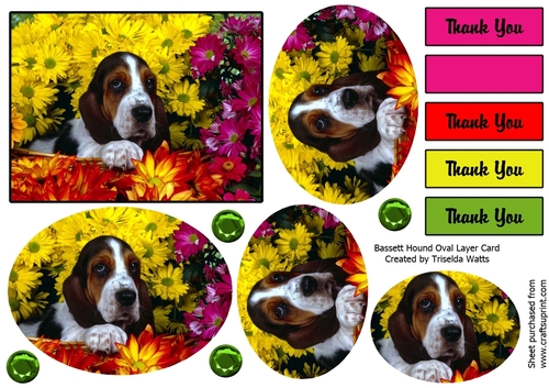 Bassett Hound Thank You Oval Layer Card Front