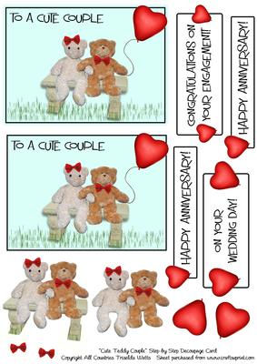 Cute Teddy Couple Step by Step Card Front