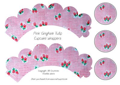 Pink Gingham Tulip Cupcake Wrappers