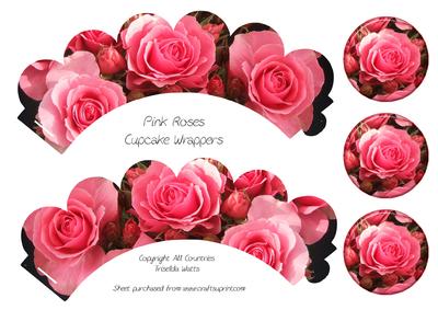 Pink Roses Cupcake Wrappers