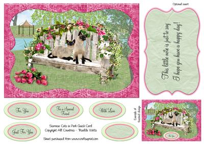 Siamese Cats in Park Beautiful Quick A5 Card Front