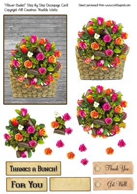 Flower Basket Step by Step Decoupage Card Front