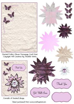 Stacked Fabric Flower Decoupage Card Front