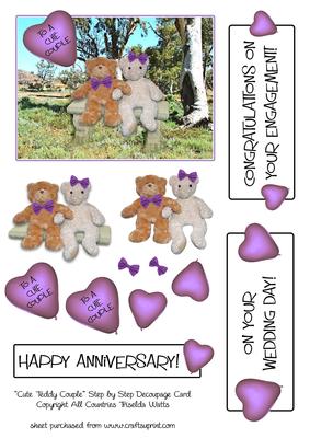 Cute Outback Teddy Couple Step by Step Card Front