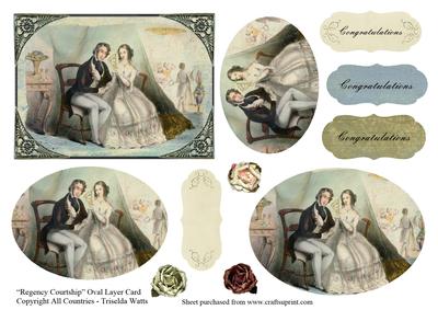 Regency Courtship Vintage Antique Style Oval Pyramid Card