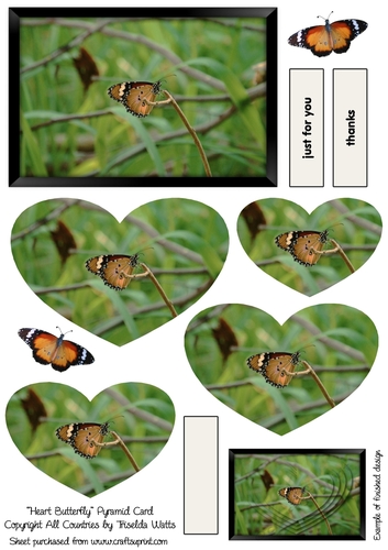 Beautiful Australian Butterfly Heart Pyramid Stacked Card