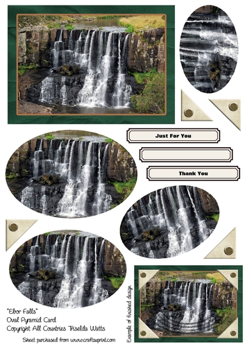 Beautiful Australian Waterfall Oval Pyramid Stacked Card EBOR FALLS
