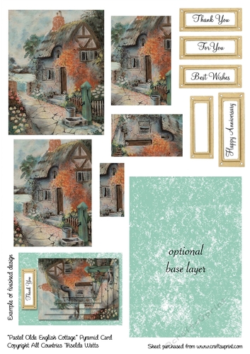 Beautiful PASTEL OLDE English Cottage Garden Pyramid Stacked Card