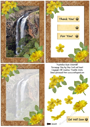 Australian Bush Waterfall Step by Step Card and Insert with Florals