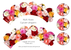 Multi Coloured Roses Cupcake Wrappers