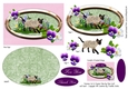 Siamese Cats and Pansies Step by Step Card with Insert Pink