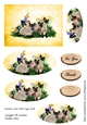 Siamese Cats and Pansies Oval Layer Card Yellow