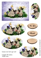 Siamese Cats and Pansies Oval Layer Card Purple