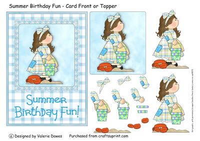 Summer Birthday Fun - Card Front or Topper