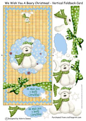 We Wish You a Beary Christmas! - Vertical Foldback Card