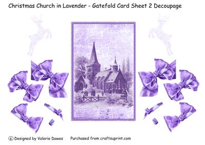 Christmas Church in Lavender - Sheet 2 Decoupage