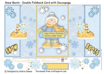 Snow Boots - Double Foldback Christmas Card with Decoupage