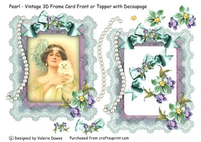 Pearl - Vintage 3D Frame Card Front or Topper with Decoupage