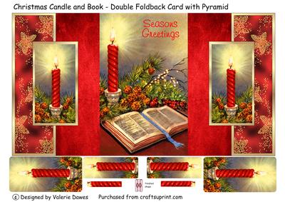 Christmas Candle & Book - Double Foldback Card with Pyramids