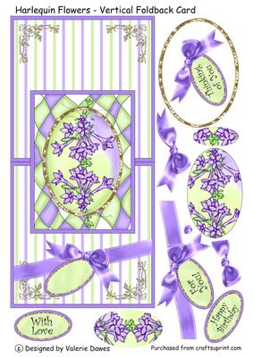 Harlequin Flowers - Vertical Foldback Card