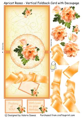 Apricot Roses - Vertical Foldback Card