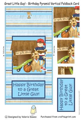 Great Little Guy! - Birthday Pyramid Vertical Foldback Card